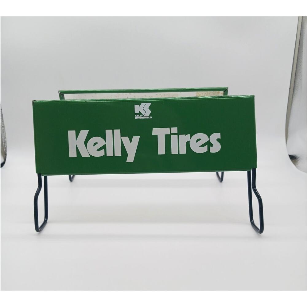 Vintage Kelly Tires Green Sign Double Sided Display Stand Springfield